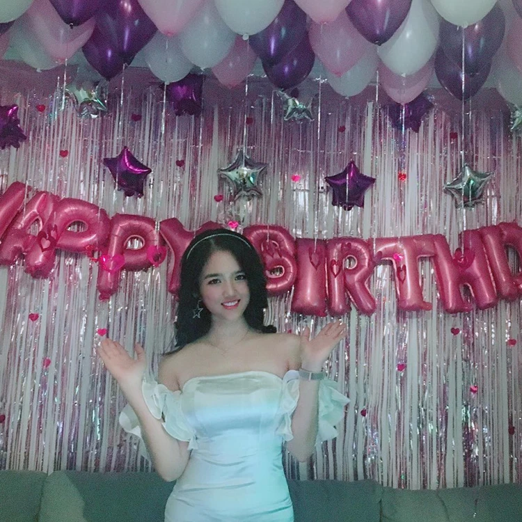 2M Point Laser Rain Happy Birthday Party Decoration Wedding Background Wall Golden Rain Silk Foil Curtain