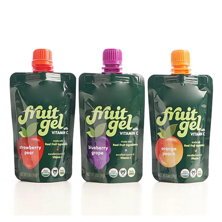 Customized Logo Special Shape Stand Up Food Bags Plastic Juice Drink Liquid Pouch Packaging with Pour Spout Juice