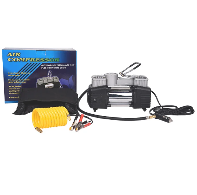 Plastic Box Double Cylinder Car Air Compressor Tire Pump Auto Air Inflator With LED Light Tire Repair Tool