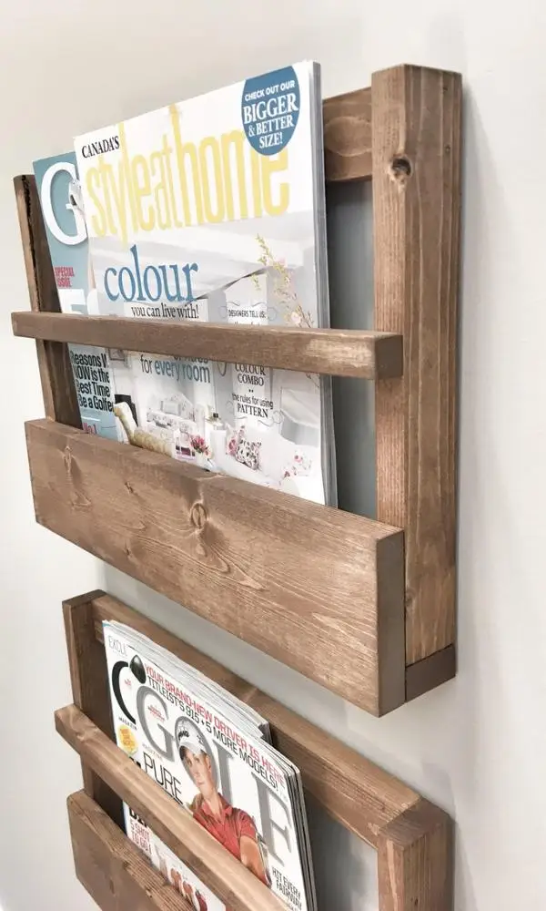 
Rustic Wood Magazine Holder Magazine Storage Rack Wall Hanging Rustic Furniture storage Newspaper Rack 