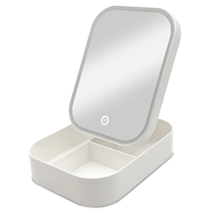 C&C 2024Hot Selling Folding Make up Organizer with Storage Box for Travel Touch Screen LED lighted Make up Mirror