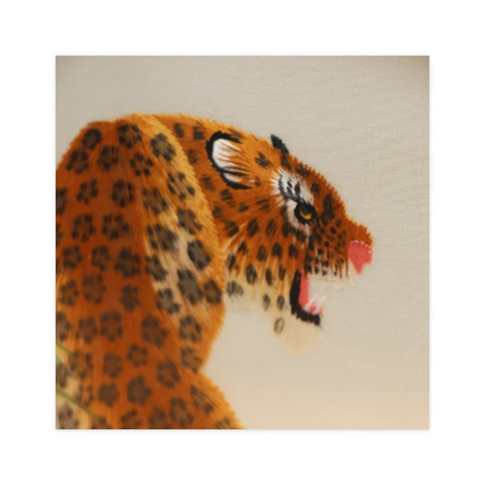 Shu Embroidery tiger and leopard  Pictures Double-sided embroidery Black With Brown Ornaments Intangible Cultural Heritage