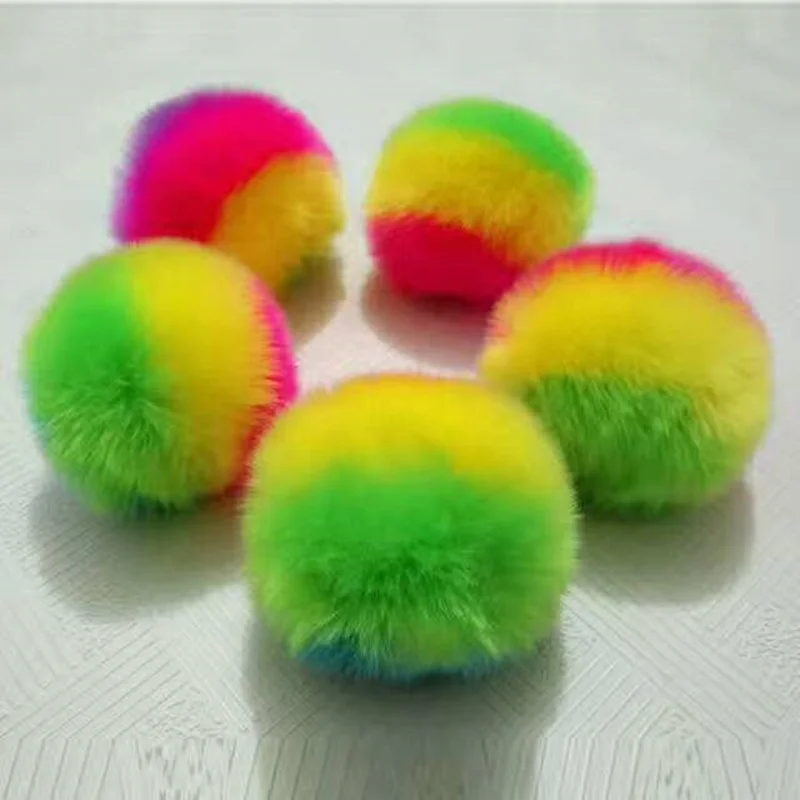 Wholesale Colorful High Similar Fake fox Fluffy Fur Pom Pom Soft Fake Rabbit Fur Pom Poms for Scarf /hat /garment Accessories