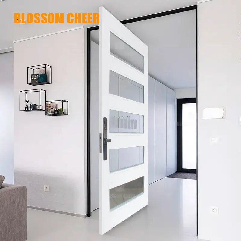 Popular Design Solid Oak Wooden Exterior Home Front Entrance Entry Wood Glass House Modern Design Pivoting Doors Main Pivot Door