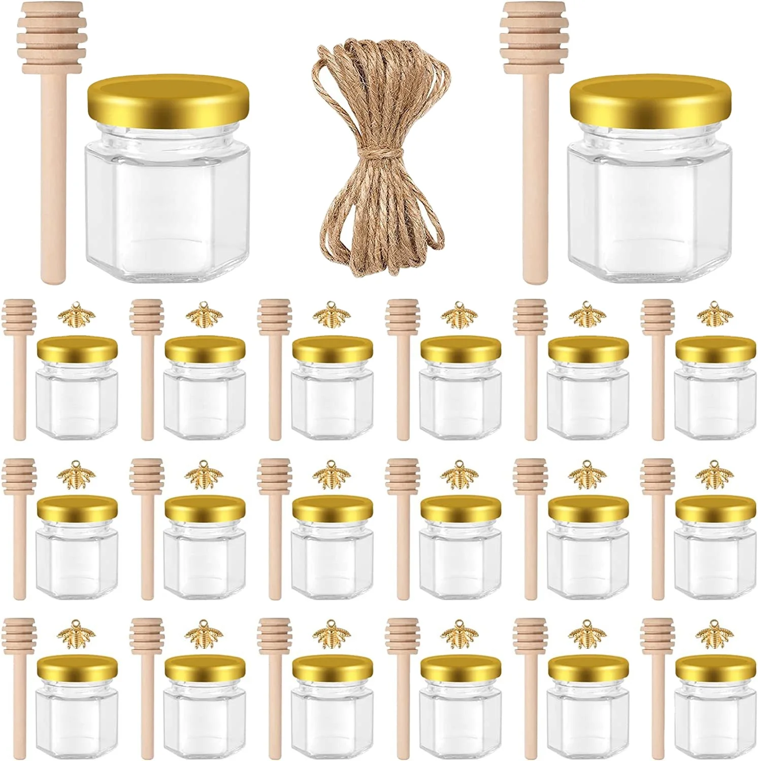 Wholesale Jam Glass Jar Hexagonal Honey Jar Food Storage And Container Honey Jar With Lid