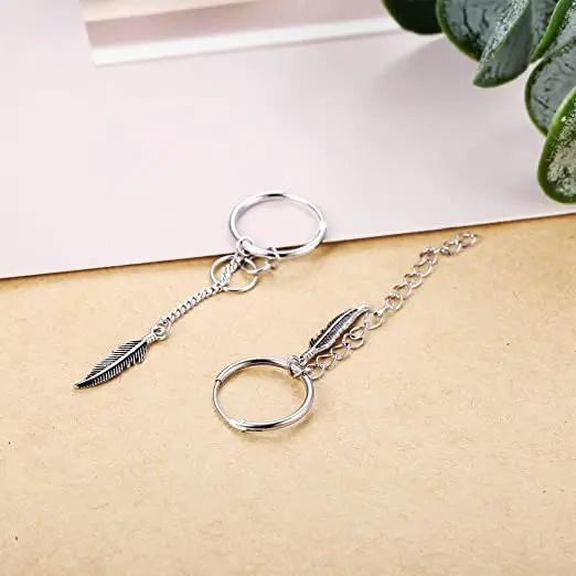 
Long Chain Feather 925 Sterling Silver Hoop Earrings for Women and Men Silver 14K Gold 