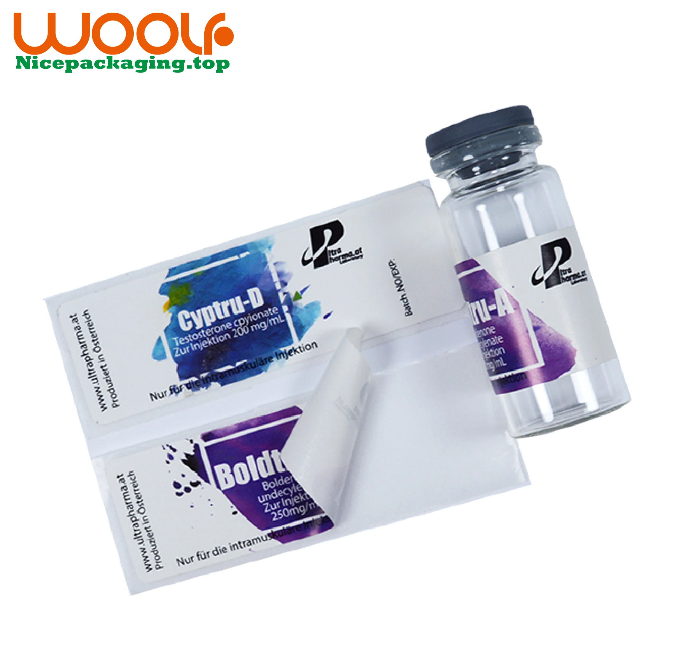 Cheap Price Custom Printing Waterproof Peptide Steroid vial label Boxes