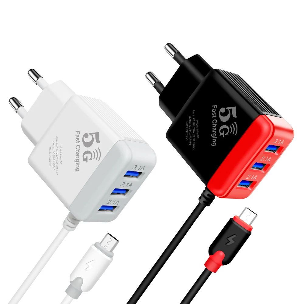 
5v1a usb 3 usb charger v8 micro cable 1 m usb adapter 