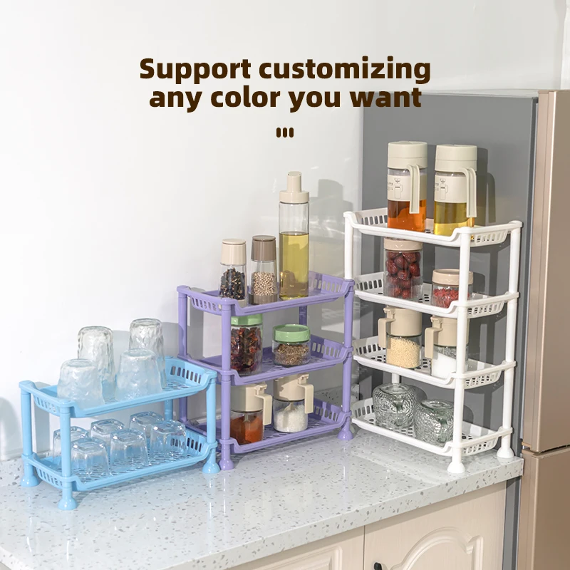 Wholesale Bathroom Household Multi-layer Kitchen Plastic Storage Organizer Shelf Storage Rack