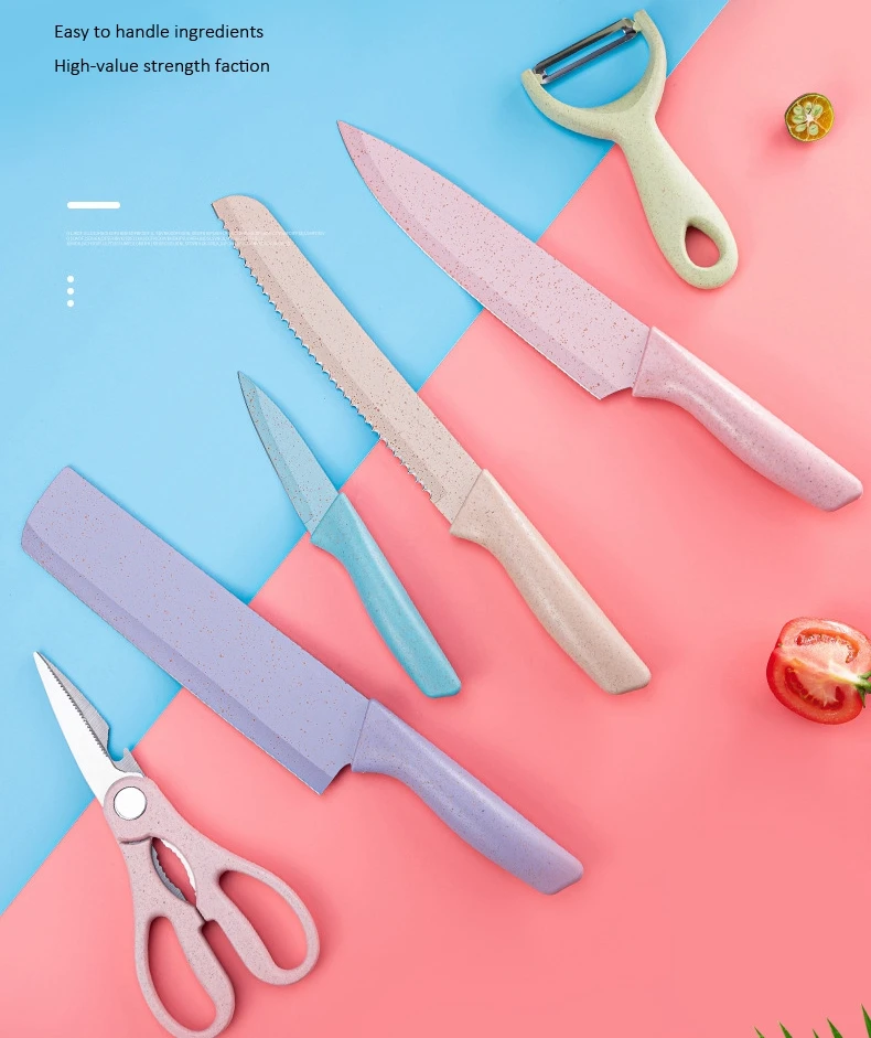 
6-piece Household Wheat Straw Kitchen Knife Set 