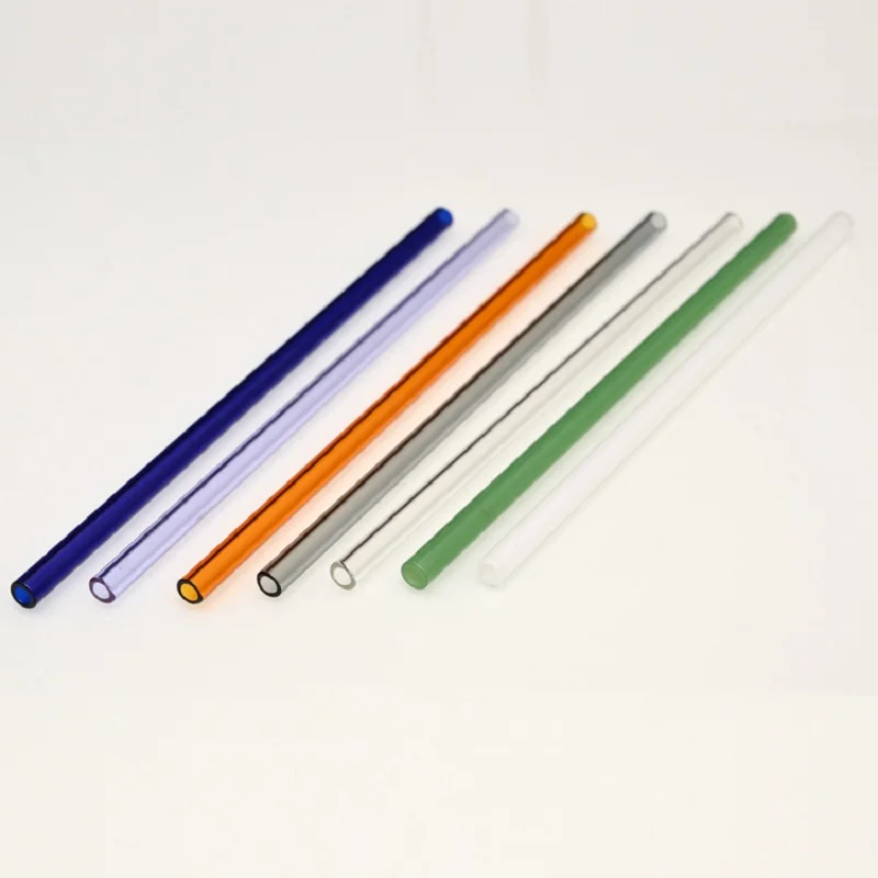 Drinking Straw Straw Colored Borosilicate Straight and Curved Glass New 3.3 Wine CLASSIC Water Pipes Smoking Herb Glass 8*200mm