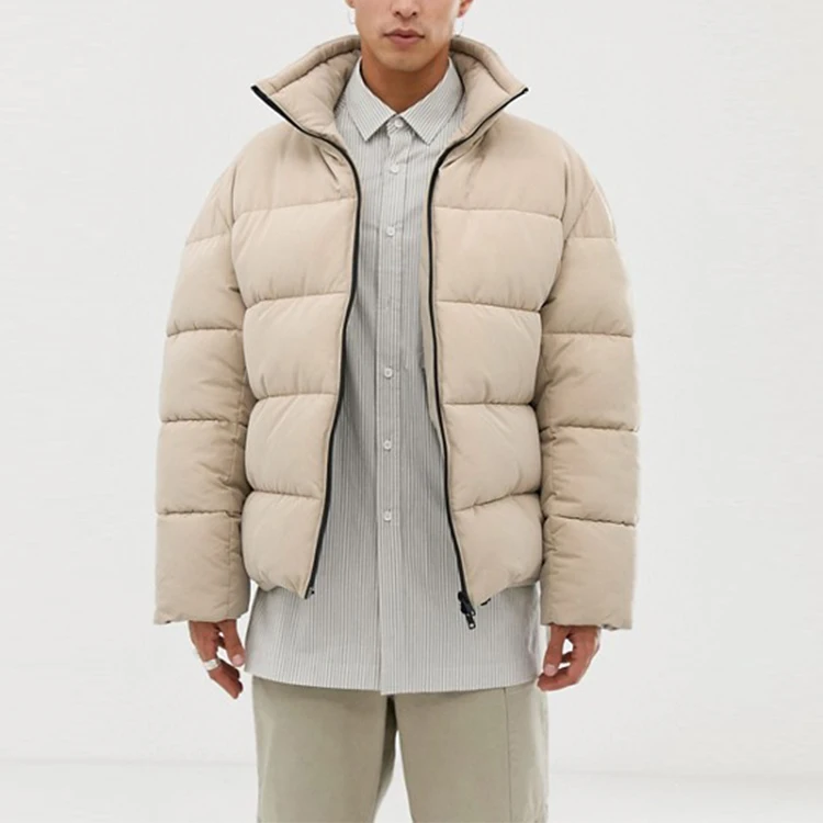 Man Wholesale High Quality Winter Big Size Jacket Weatherproof Down Cotton Jacket Beige Puffer Jacket Man