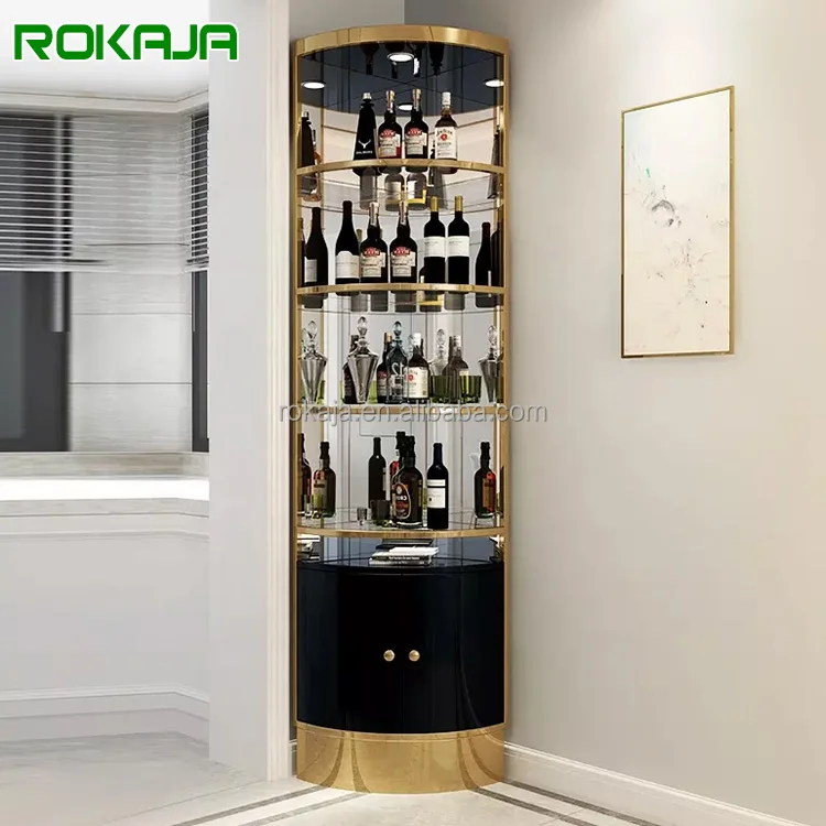 Modern Triangle Metal Bar Wine Cabinet Volume Storage Sideboard Glass Corner Cabinet Side Table Living Room Furniture
