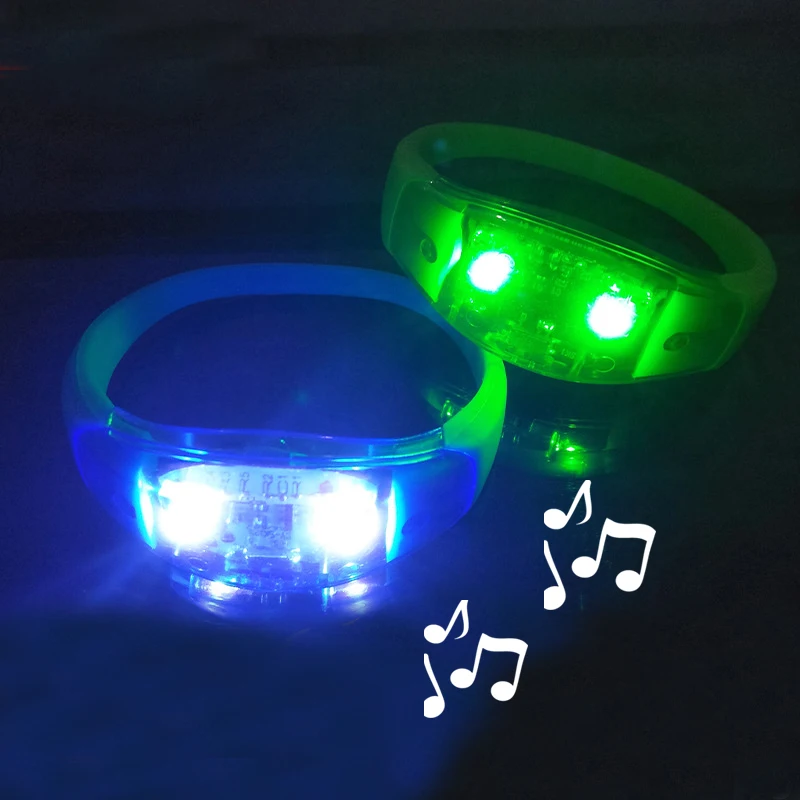 Festival Concert Vibrating Glowing Elastic Light Up Luminous Silicon Custom Promotional Wristband Sound Activated Led Bracelet