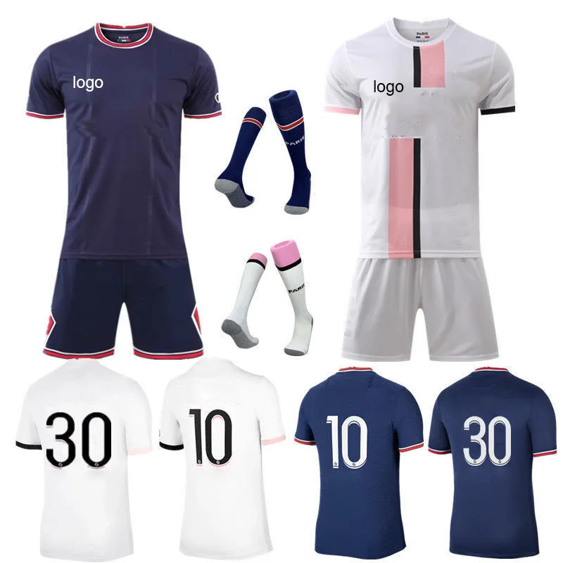 Custom mens 21/22 Psg Messi Football Jersey Sets Training Sublimation Printed Thailand Soccer Wear Shirts Uniform