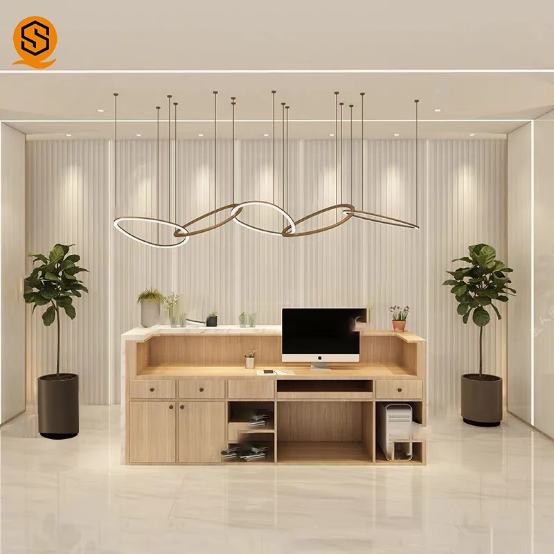 Factory Custom Front Desk Design Office Luxury Hotel Reception Counter