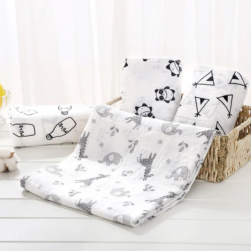 Kangobaby Custom Factory Price 2layers muslin wraps 110*120cm organic Safe Fabric cotton Baby muslin swaddle blanket