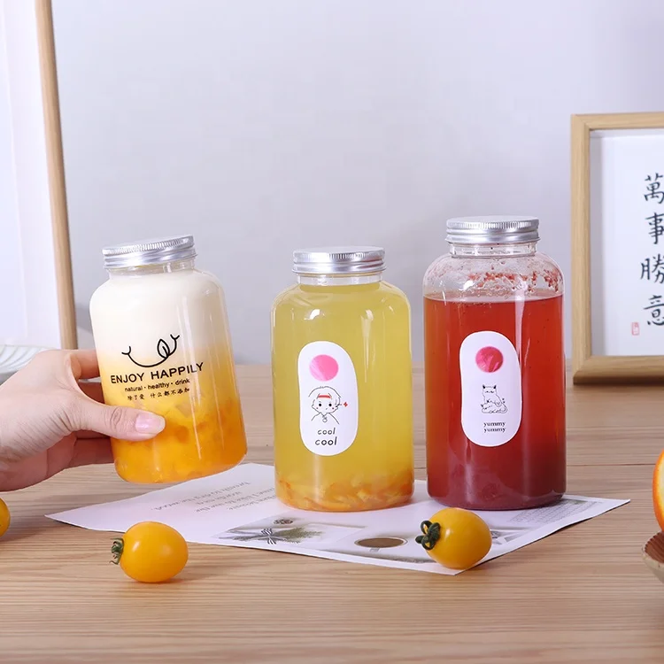 Индивидуальный логотип круглые пустые бутылки для фруктового сока 400 мл 500 пластиковая бутылка воды с молочным чаем крышкой