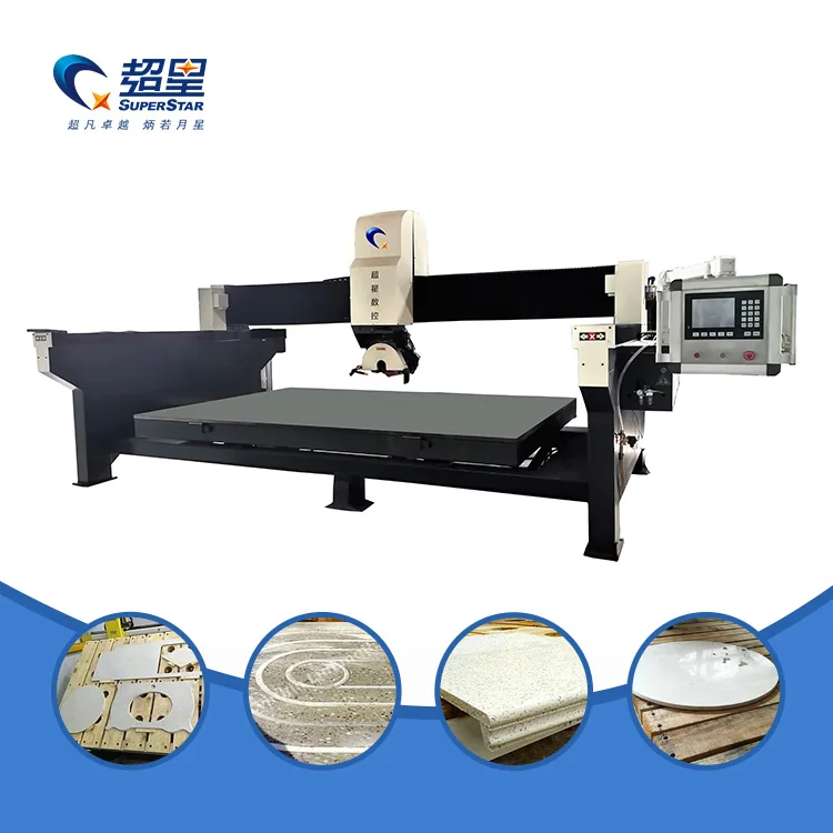 Multi functional 5 axis stone edge saw machine for granite kitchen countertops carving