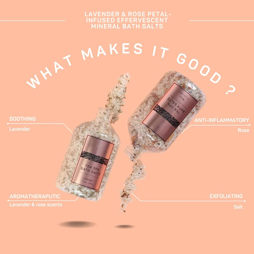 Highest Lavender & Rose Scent Mineral bath salt with Infused Soothing Petal