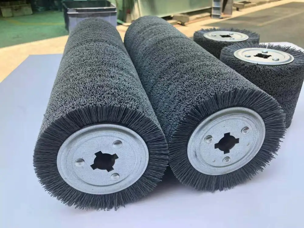 FMT Factory Direct Sale  Industrial Deburring Polishing Cleaning Cylinder Round abrasive nylon wire  brush for wood polishing