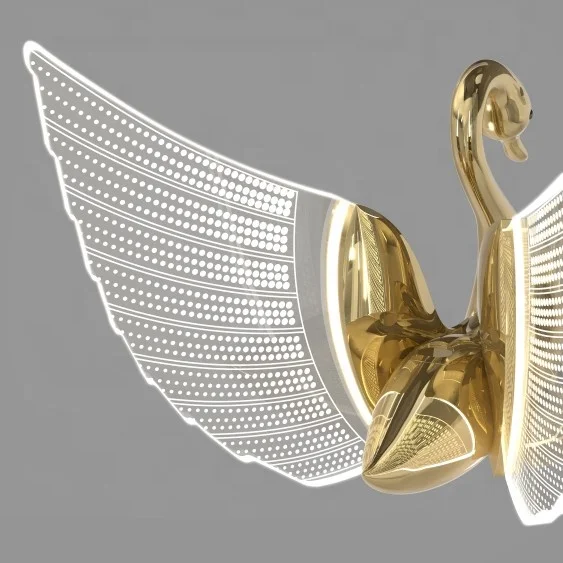 PK Gold Aluminum Swan LED Home Island Decorative Ceiling Pendant Light Chandelier Hotel