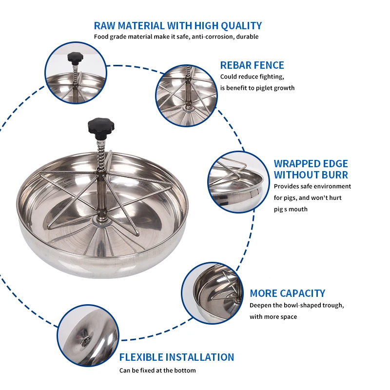 Animal Husbandry Equipment 25cm Stainless Steel Piglet Feed Trough Pig Feeding Troughs