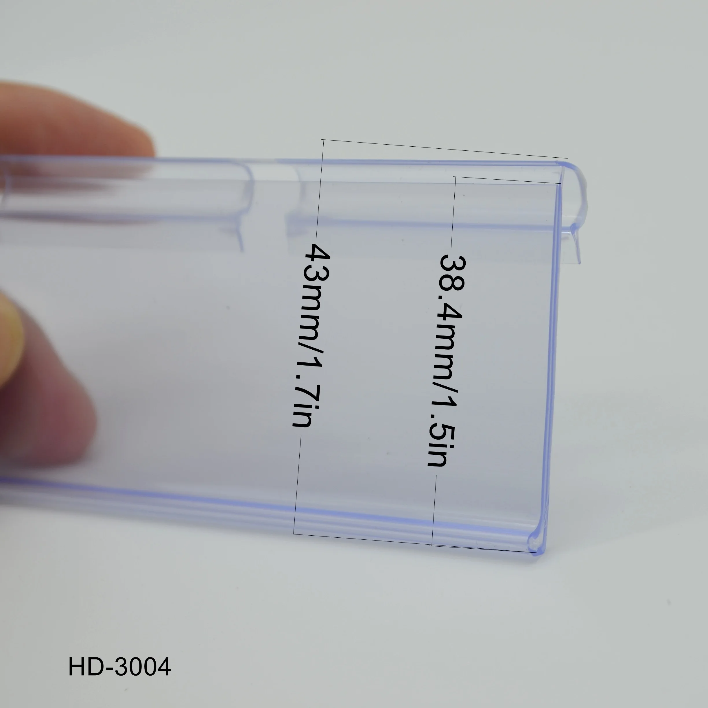 65mm length clear plastic pvc sign holder for supermarket shelf