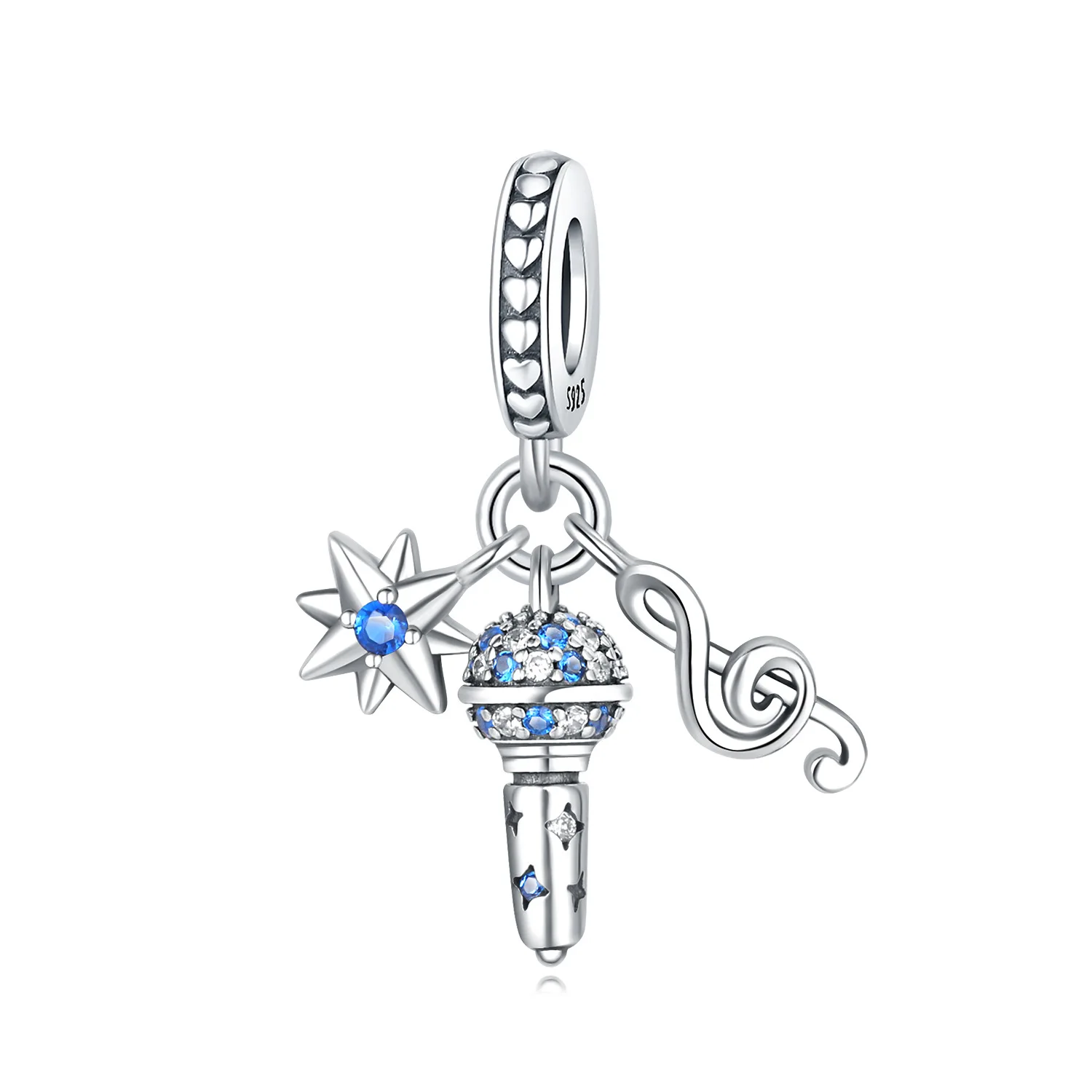 Fashion music charm pendant s925 sterling silver high song party microphone pendant bead for diy bracelet jewelry accessories