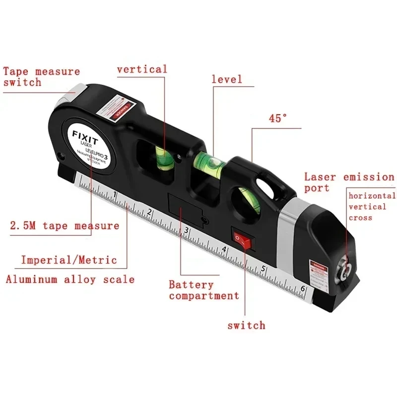 3 in 1 High Precision Infrared Laser Levels With bracket  Optical Instruments Renovation Measurement and Construction Tools