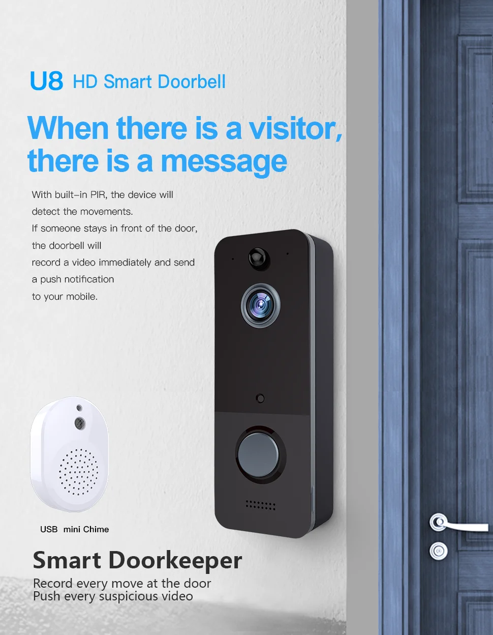 Smart Wifi Interphone Video Real Resolution HD 720P Wireless Ring Video visiophone Doorbell intercom with camera