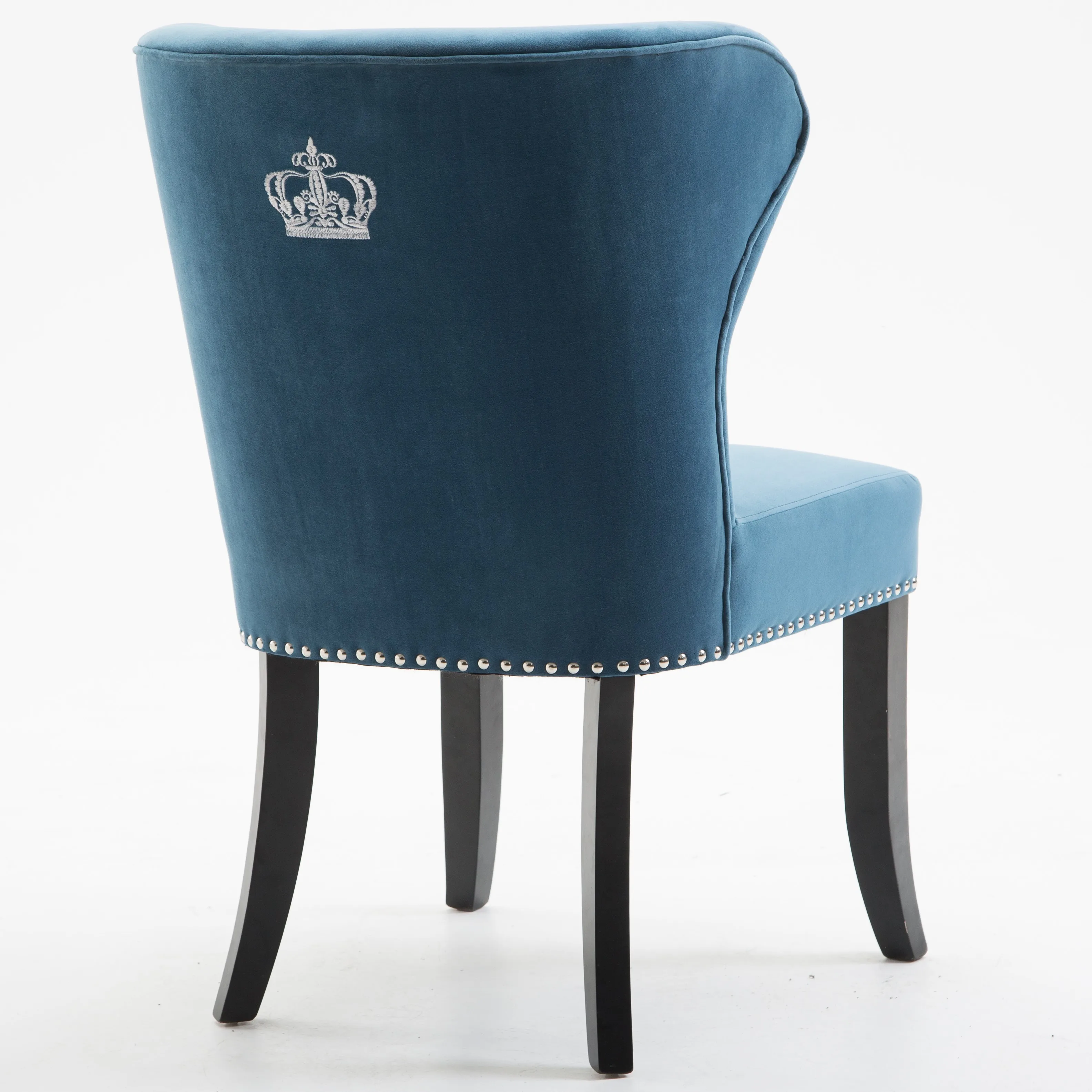 Stylish Blue Velvet Upholstered Tufted Solid Wood Legs Kitchen Dining Chair