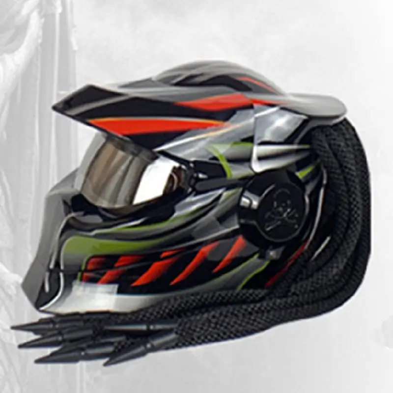 Хищник мотоцикл шлем дреды шлем личность углеродного волокна в форме Хищник тесьмой в ретро-стиле для велосипедного шлема мотоцикла