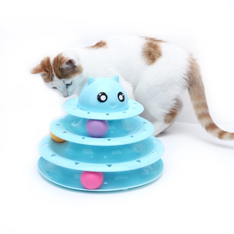 Высококачественная пластиковая игрушечная Вертушка для кошек игрушка трехслойная