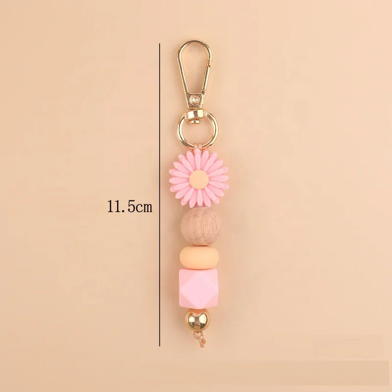 New Creative Silicone Beads Keychain DIY Handmade Bag Pendant Beaded Silicone Keychains