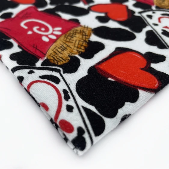 95 Cotton 5 Spandex Heart Design Abstract Printing Stretch Lycra Fabric Cutting Piece Non Woven Custom Digital Printed Cotton