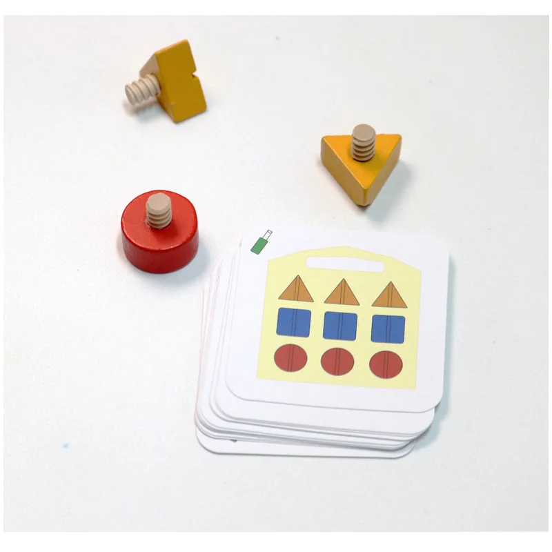 New Arrival Wooden Montessori Set Toy Geometric Shape Screw Game Educational Nut Shape Matching Toys For Kids