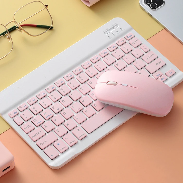 Hot Sale Wholesale New Colorful Student BT Wireless Keyboard And Mouse Combo For Apple Ipad Android Tablet