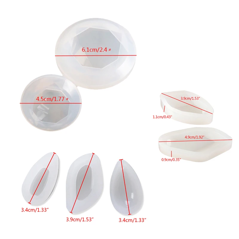 7pcs Pendant Making Silicone Molds Set Diamond Water Drop Stone Shape DIY Designs Resin Casting Craft Mould Chocolate Clay Molds