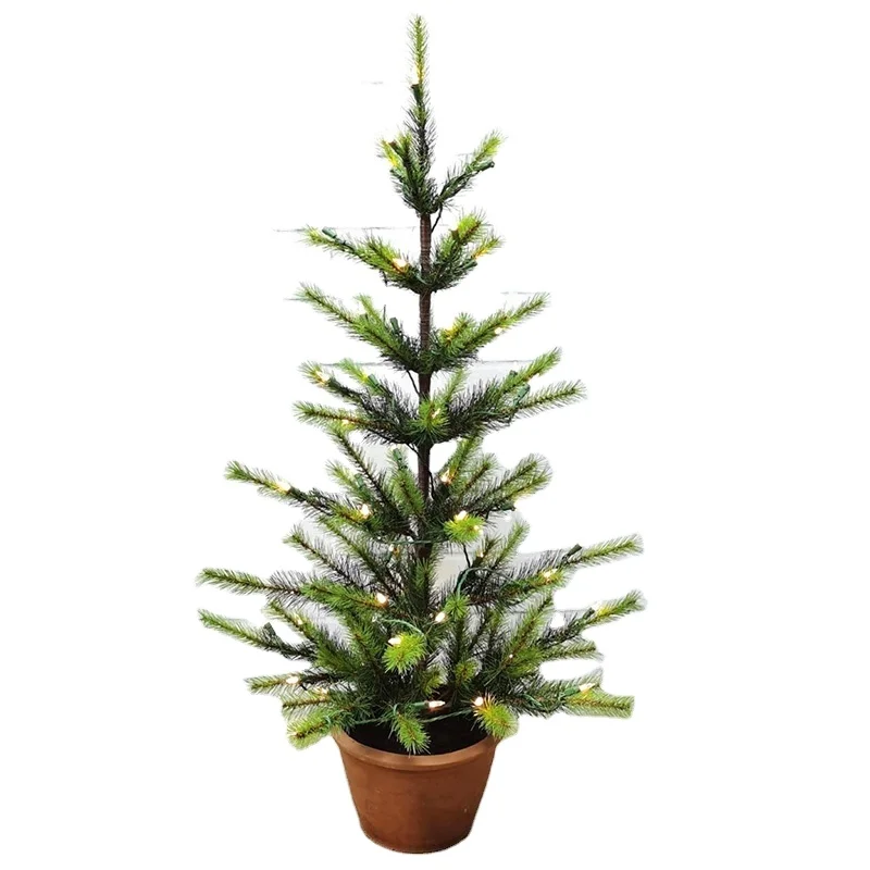 Твердая игольчатая подсветка рождественской елки фута, Искусственная елка с терракотовым горшком