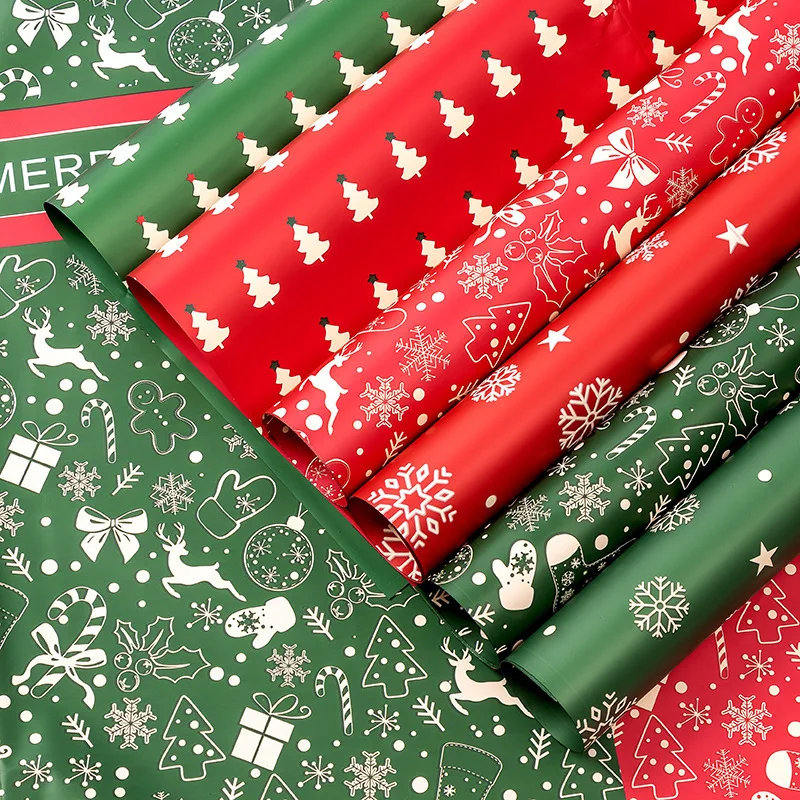 Customized Christmas Pattern Opaque Flower Wrapping Paper for Gifts DIY Waterproof Floral Bouquet Wrapping Film for Fresh Flower