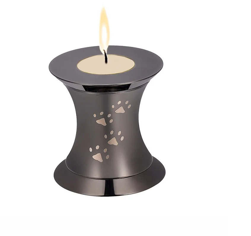 Dog Paw Print Mini Cremation Jewelry for Pet Ashes 316L Stainless Steel Memorial Candle Ashes Locket Keepsake Casket Urns