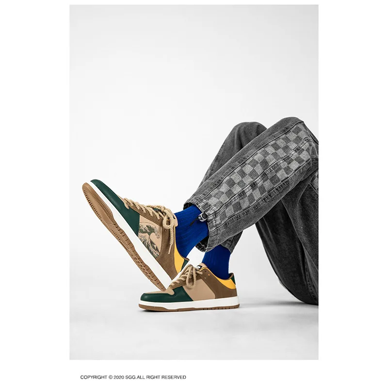 sh10886a China manufacturer high quality skateboard sneakers flat sole green men casual shoes