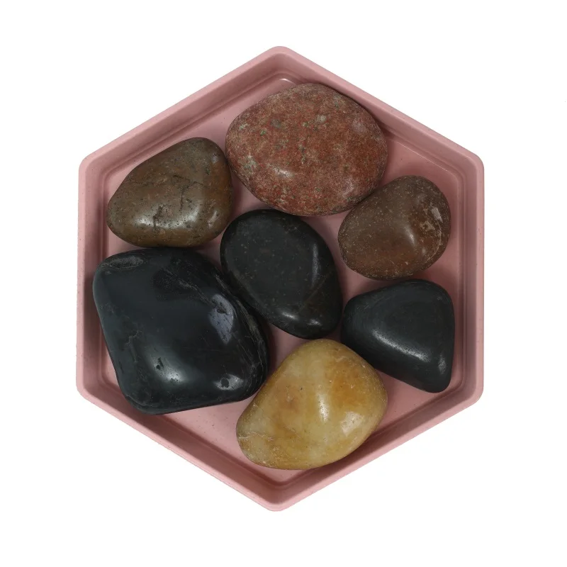 Wholesale cobblestone yellow tan pebble color stone pebble for art malaysia 99.31 silica onyx pebble stones