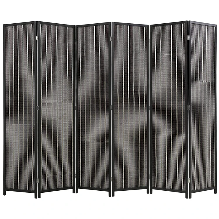 Bamboo 4-Panel Framed Room Screen Divider Furniture Black Screen Room Divider