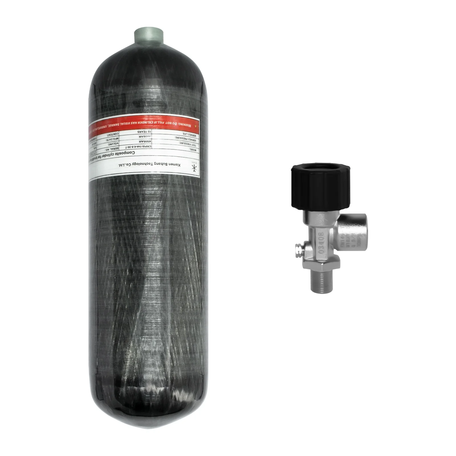 TUXING 6.8L High Pressure Tank HPA Air Bottle M18*1.5 Carbon Fiber 4500psi 30mpa 300bar PCP Air Tank With Filling Station Valve