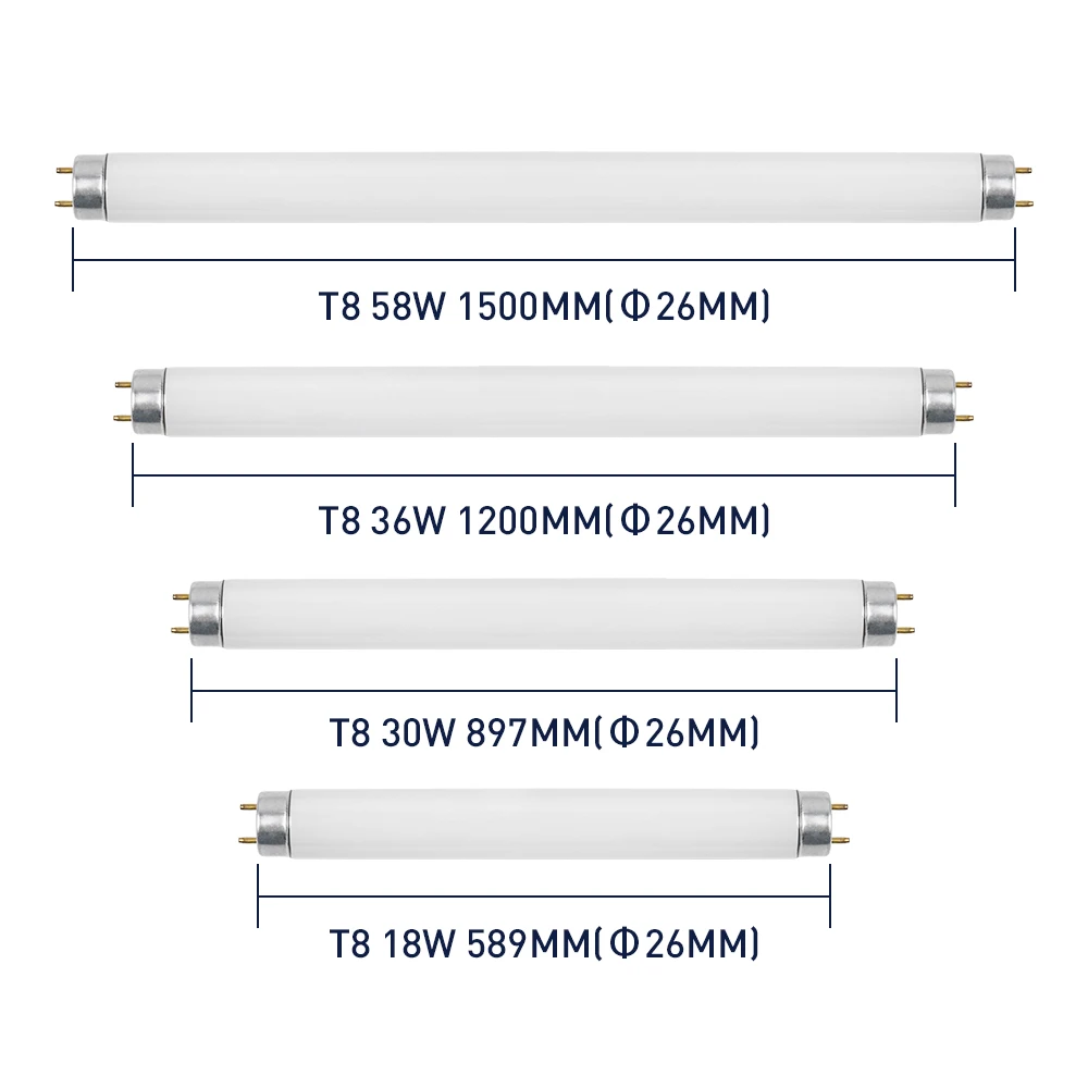 Factory F4T5 F6T5 F8T5 F10T8 F15T8 F18T8 F30T8 F36T8 UV BL 365nm 368nm blacklight mosquito replacement lamps Fluorescent Tube