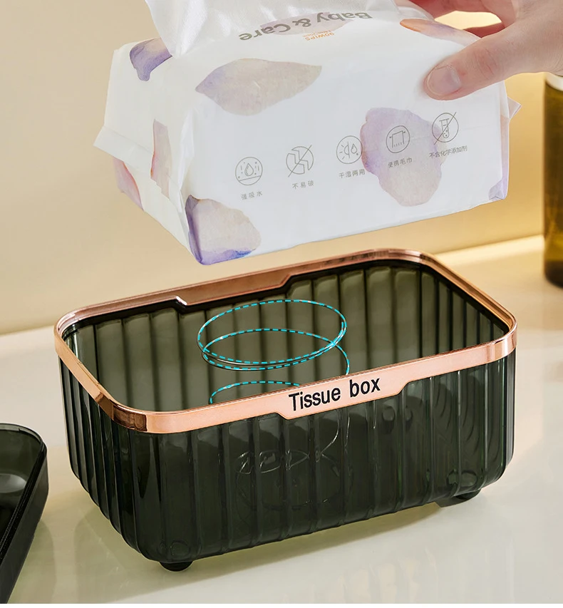 Household Tissue Storage Box for Home Desktop Dust-Proof Tissue Box Holder Plastic Multifunctional Paper Towel Dispenser