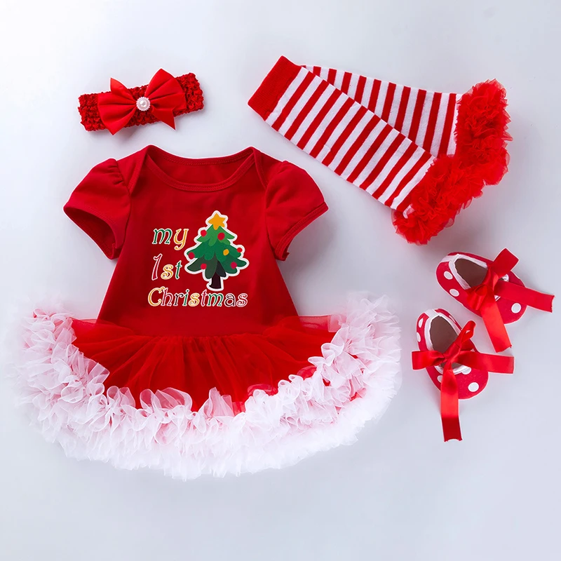 Summer Little Baby Girls Birthday Christmas 4 Pcs Outfits
