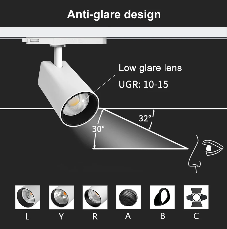 2024 GOSUN New patent design LED aluminum track light anti-glare square and round shell spotlight for focus lighting